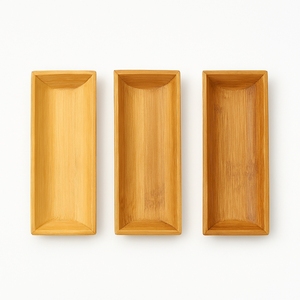 Bamboo Bohemian Solid Pattern Eco-Friendly Dishwasher Safe <b>Disposable</b> Durable Party & Wedding Serving <b>Platter</b> with Spoon - Product Image 2