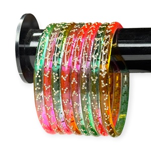 Bracelets légers multicolores en verre de Kachemir, sertis de pierres, plaqués or, élégants, scintillants, pour mariage, prix de gros - Product Image 2