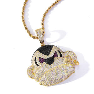 Colgante de Mono Gorila Hip Hop, Microincrustaciones de Plata, Estilo Urbano Moderno, Animal Chapado en Oro, Moissanita de Plata 925 - Product Image 1