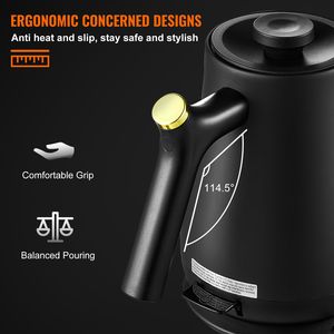 Bollitore Elettrico a Collo d'Oca da 1L, 1200W, Riscaldamento Rapido, Acciaio Inossidabile 304 per Alimenti, per Caffè/Tè e Acqua Calda - Product Image 6