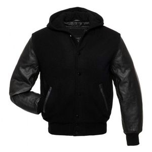 Chaqueta Universitaria de Béisbol para Hombre, Personalizada con Logotipo Bordado en la Parte Delantera, Negra, Larga, para Parejas, 100% Algodón Transpirable - Product Image 2