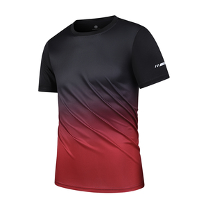 T-shirt de sport pour homme, coupe classique, col rond, manches courtes, 100% polyester, couleur unie, écologique, design uni, séchage rapide, entraînement, gym - Product Image 2