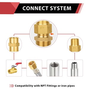 Raccord hexagonal en laiton, filetage NPT mâle 1/4 po, pour plomberie, alimentation en eau, basse pression, usiné et poli - Product Image 2