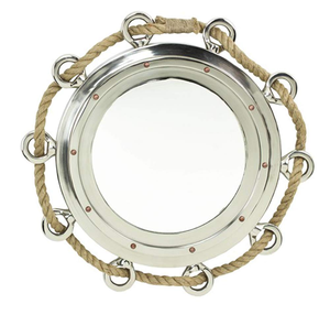 Miroir de hublot rond en aluminium, style nautique, miroir décoratif pour salle de bain, chambre, salon, maison - Product Image 1