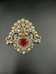 Collar con Colgante de Pavo Real, Doble Zirconia Roja, Moissanita Blanca, Chapado en Oro sobre Plata, Joyería India para Mujer, para Boda o Compromiso - Product Image 5