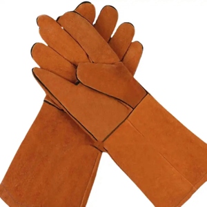 Gants en cuir de vachette fendu pour la protection des mains, vêtements de sécurité réfléchissants, anti-chaleur, anti-étincelles, gants de travail industriels pour la lutte contre les incendies - Product Image 6