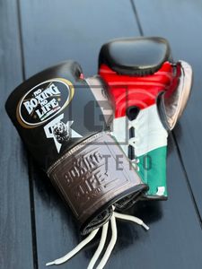 Guantes de Boxeo GYMSTERO No Boxing No Life de Alta Calidad, Cuero Vacuno Genuino, Correa de Muñeca Ajustable con Cierre de Gancho y Bucle, con Cordones - Product Image 4