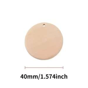 จี้ไม้ทรงกลมธรรมชาติขนาด 40 มม. มีรูสำหรับทำเครื่องประดับ DIY ต่างหู จี้ห้อย งานฝีมือ วัสดุจากจีน - Product Image 4