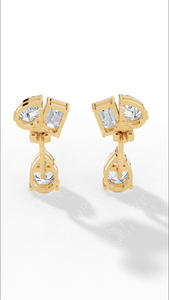 Pendientes de cascada multienfeadas con múltiples piedras, esmeralda y diamantes de laboratorio con corte de pera, oro de 14K, proveedor de joyería fina de lujo - Product Image 6