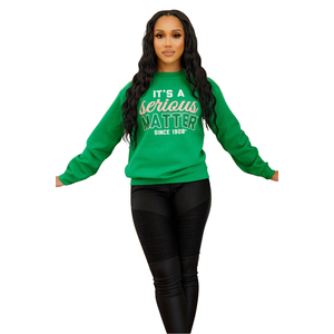 สำหรับ Green Winter Front นี่เป็นเรื่องสำคัญสำหรับเสื้อสเวตเชิ้ตคอกลมพรีเมียมพิมพ์ลายตัวอักษรกรีกสำหรับผู้หญิง - Product Image 1