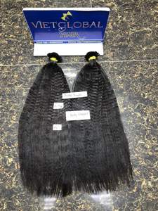 Lujo Doble dibujado K-Tip Kinky Straight Virgin Hair Extension Raw Vietnamita Cabello humano en color negro natural - Product Image 3