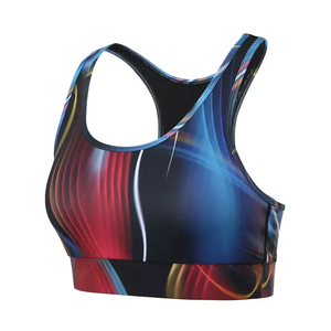 Soutien-gorge de sport dos nageur pour femme avec impression par sublimation, maintien élevé, maille respirante, séchage rapide, haut de fitness, design col en U - Product Image 3