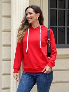 Sweat-shirt oversize pour femme, style streetwear, pull confortable en polaire, coupe ample avec poche logo sur le devant, décontracté, hiver, éco-responsable - Product Image 4