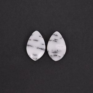 Opale dendritique naturelle 14,2 carats (poids d'une paire) 20x12mm forme fantaisie blanc-gris certifiée pierre précieuse en vrac Shilpi Impex - Product Image 5