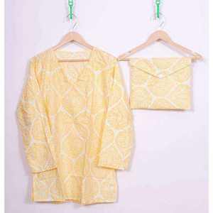 Pijama de Mujer de Algodón Satinado con Cuello en V, Pantalones Largos y Camisa, ODM, Cintura Elástica, Transpirable, Estampado Digital, Ligero, Otoño 2026 - Product Image 3