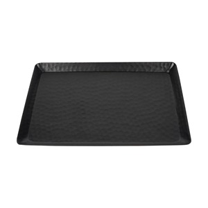 Assiette de service rectangulaire en plastique noir, couleur unie, design minimaliste, vaisselle durable - Product Image 1