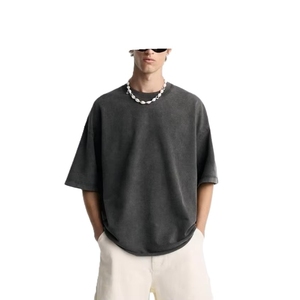 Camiseta de Hombre 100% Algodón Lavado, Manga Corta, Alta Calidad, Transpirable, Nueva Moda, Prenda Masculina de Peso Pesado, Logotipo Personalizado - Product Image 1