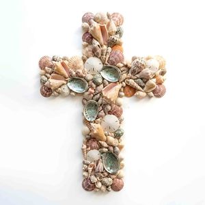 Cruz Sagrada de Concha Marina para Decoración del Hogar, Cruces Católicas de Concha Marina de Gran Calidad, Adorno Decorativo de Playa - Product Image 1