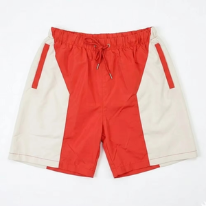 <b>Men's</b> Red And Cream Color Blocking Track <b>Jacket</b> And Shorts Set Sporty Quick Dry Polyester <b>Summer</b> Wear - Product Image 4