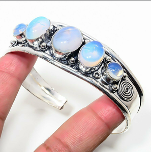 Handmade Moonstone Gemstone Bangle Teardrop Boho Jewelry Elegant Artisan <b>Bracelet</b> for Women Stylish Gift Accessory - Product Image 1