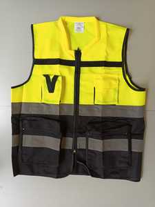 Chaleco de Seguridad Reflectante de Algodón Personalizado KhumBro Profesional para Construcción y Mantenimiento de Carreteras con Bolsillos y Cierre de Cremallera - Product Image 4