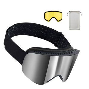Occhiali da Sci Senza Montatura OTG Antiappannamento per Uomo e Donna, Lenti a Specchio Argento con Rivestimento Revo, Telaio Flessibile in TPU per Casco da Sci - Product Image 1