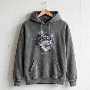 Sudadera con Capucha Personalizada con Gráfico de Gato Gris, Ropa Deportiva Casual para Hombre, Fabricante Mayorista OEM ODM - Product Image 2
