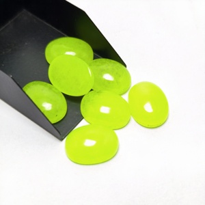 Piedra Preciosa de Jade Verde Natural, Corte Ovalado, Cabujón, Piedra Pulida Suelta de la India (Rajasthan) para Joyería - Product Image 4