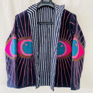 Chaqueta de algodón Suzani hecha a mano en India, chaqueta corta bordada a mano, abrigo unisex, chaqueta corta Suzani hecha a mano - Product Image 1