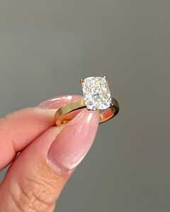 IGI Certified Elongated Cushion <b>Thick</b> Band Engagement <b>Ring</b>, 14k Gold <b>Thick</b> Band Cushion Lab Grown Diamond <b>Ring</b> - Product Image 2