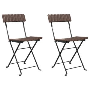 2 pezzi sedie da bistrot pieghevoli in Rattan e acciaio marrone - Product Image 2