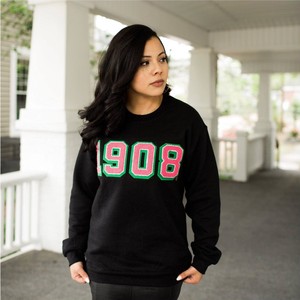 Sweat-shirt à col rond vert pour femme avec logo brodé en chenille sur le devant, fabricant de vêtements personnalisés, Alpha <span class=keywords><strong>Kappa</strong></span> Alpha 1908 - Product Image 3