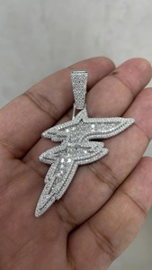 Pendentif personnalisé lettre F initiale, Moissanite taille baguette, style Hip Hop, collier prénom personnalisé, pendentif Iced Out - Product Image 5