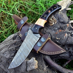 Handmade Damascus Steel Survival Hunting <b>Knife</b> with Wood <b>Handle</b> Fixed Blade Camping Bushcraft <b>Knife</b> OEM ODM Manufacture - Product Image 1
