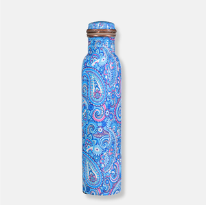 Proveedor mayorista de botellas de agua de cobre, artesanías, botella de agua de cobre con estampado de flores esmaltadas - Product Image 1