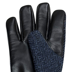 Blue Wool Tweed <b>Gloves</b> Wholesale Full Finger Sheepskin Leather Adjustable Strap Casual Style Classic <b>Mens</b> Winter Fashion <b>Gloves</b> - Product Image 4