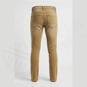 Jean en denim de coton coupe droite taille haute ajustée pour homme, style décontracté automne, couleur unie - Product Image 2