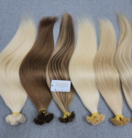 Extensiones de cabello humano de punta plana de doble estirado sin procesar de alta calidad estilo Natural al por mayor