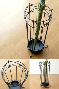 Porte-parapluies en laiton antique avec 3 fentes, support métallique autoportant pour la décoration de la maison - Product Image 6