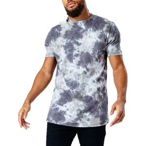 T-shirt à manches courtes tie-dye pour homme, coupe décontractée, qualité supérieure, coupe ajustée, col rond, style décontracté, gris et blanc, effet délavé à l'acide, OEM - Product Image 1