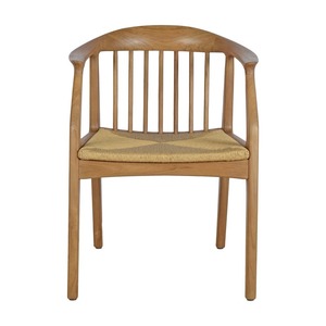 Handcrafted Solid Teak Wood Dining Chair Ergonomic Spindle Back Design Waterproof Upholstered Natural Rattan <b>Rope</b> Modern - Product Image 4
