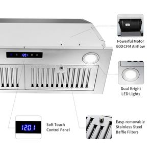Cappa aspirante da incasso in acciaio inossidabile da 30 pollici, 600 CFM, con controllo touch frontale, per cucina - Product Image 5