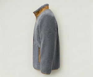 Men's Gray <b>Fleece</b> Jacket <b>Zipper</b> Closure Casual Autumn Wear Stand Collar Sherpa Lining Regular Fit Windproof Outerwear - Product Image 6
