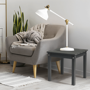 Dark Grey Square HDPE Adirondack Side Table Weather Resistant Small Outdoor Patio End Table - Product Image 4