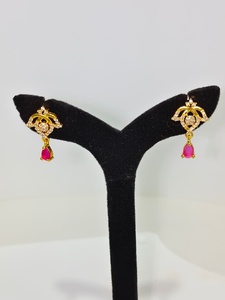 Authentic 22K Solid Gold <b>Drop</b> <b>Earrings</b> for Women Classic Style Floral Design Wedding Anniversary Party Bridal Jewelry - Product Image 3