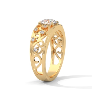 Bague de fiançailles classique en or jaune 14 carats pour femme avec diamants sertis en canal, 1,43 carats au total, bijoux de mariage - Product Image 2