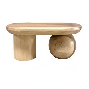 Mesa de Centro Escultural de Madera de Roble de Alta Calidad y Excelente Relación Calidad-Precio, Muebles de Arte Contemporáneo al por Mayor, Base de Cilindro, Mesa Niwara - Product Image 3