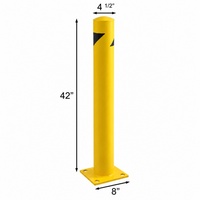 Poteaux de sécurité modernes et durables pour entrepôt, jaunes, ronds, en acier, avec marquage de prudence noir, pour la protection des allées, amovibles