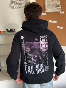 Sweat-shirt à capuche noir pour homme PLEASURES, imprimé au dos, streetwear, coton tricoté, respirant, écologique, 370g, haute qualité - Product Image 2