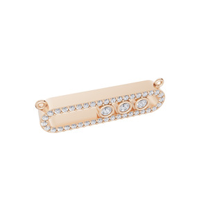 Pendentif Aarinya plaqué or 18 carats avec diamant de laboratoire, brillant, horizontal allongé, pavé, cage à 3 pierres, pour usage quotidien - Product Image 5